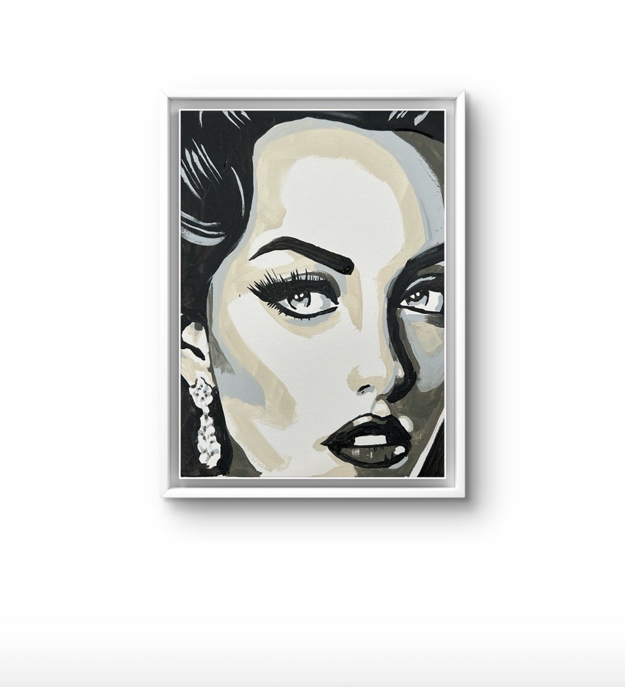 Original Abstract Girl Face Portrait Painting 14x11 canvas Modern Wall Art Decor