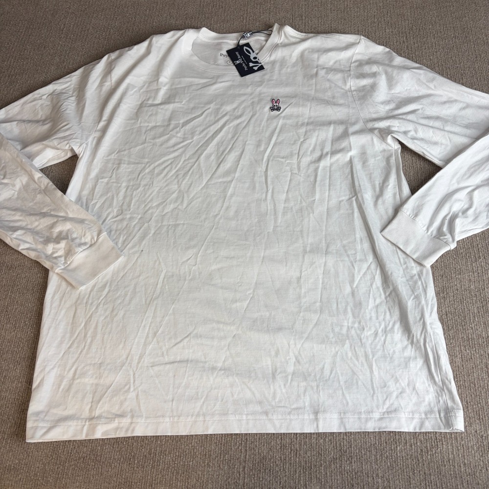 Psycho Bunny Mens Shirt 2XL White Solid Long Sleeve Embroidered NEW READ