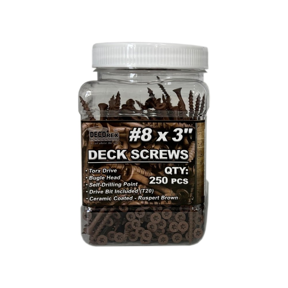 #8 x 3 Torx Drive Brown Ruspert Self-Drilling Deck Screws - 25 Pack