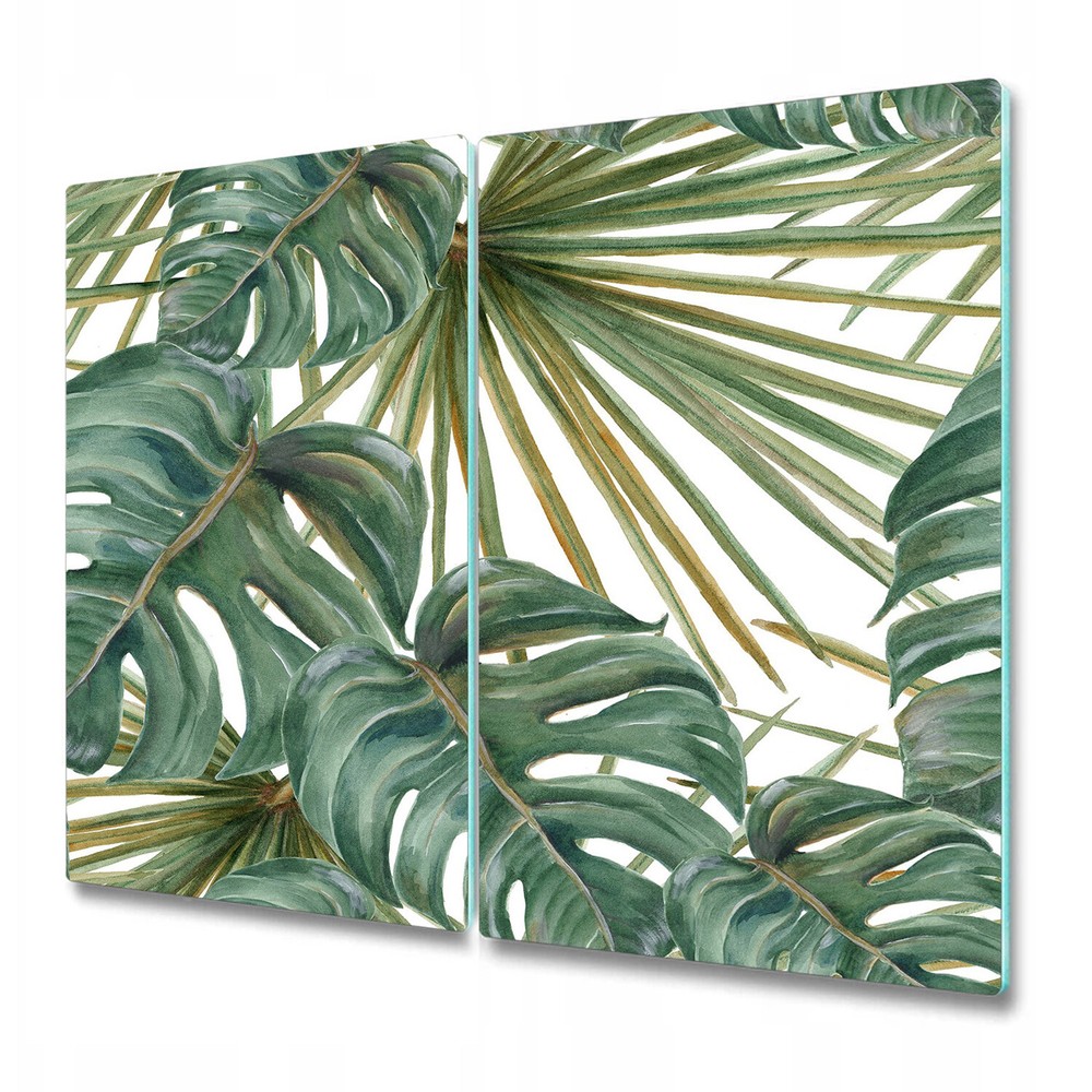 Glass Meat Board Worktop Saver Kitchen Exotic Plants | Tropical Leaves | 2x30x52