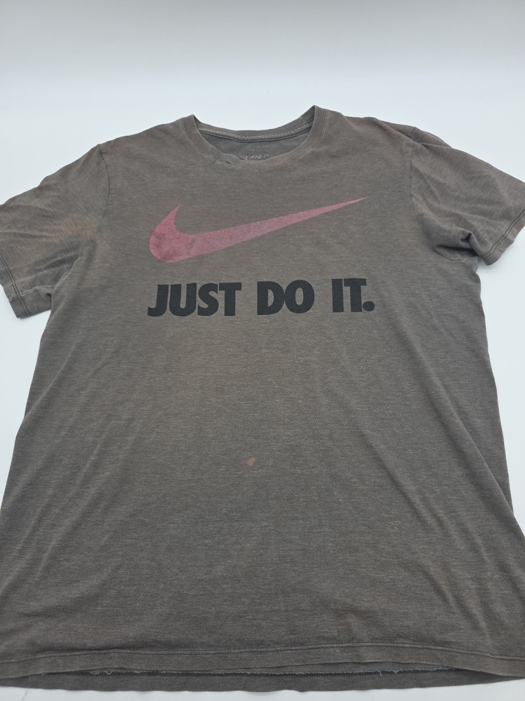Nike Just Do It T-Shirt Men Large Logo Gray Swoosh Tee.#38182