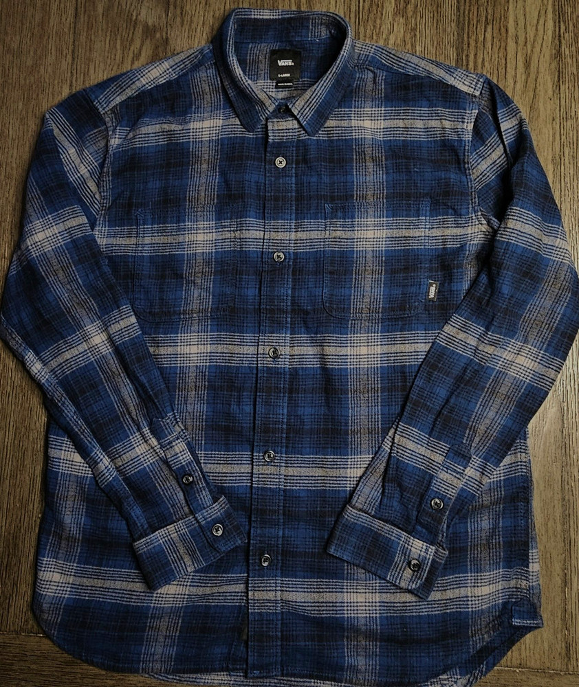 Boys Vans Long Sleeve Plaid Soft Flannel Button Up Shirt Size XL - NICE