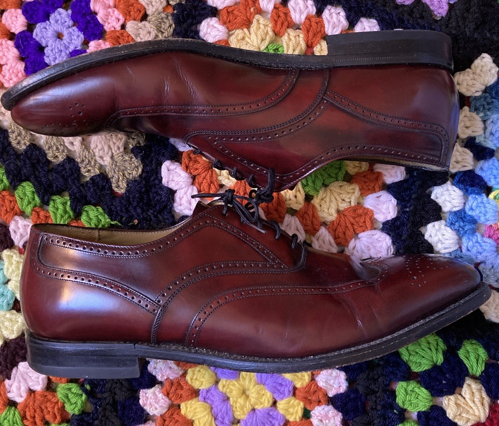 Johnston Murphy Wingtip Oxford Brogue Derby Shoes Burgundy Leather 11 Mexico