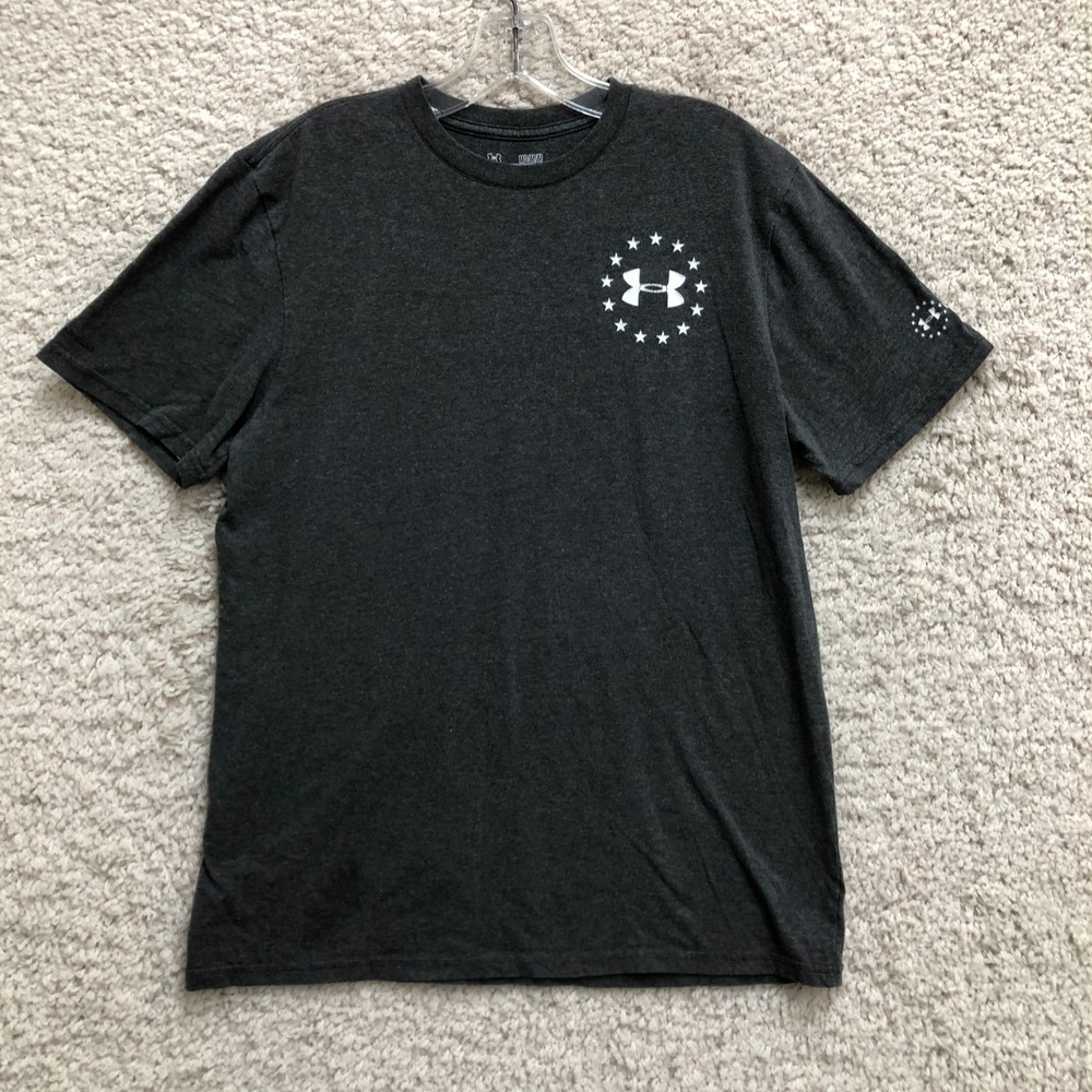 Under Armour Shirt Medium Adult Gray Freedom Loose Heatgear Short Sleeve Mens M