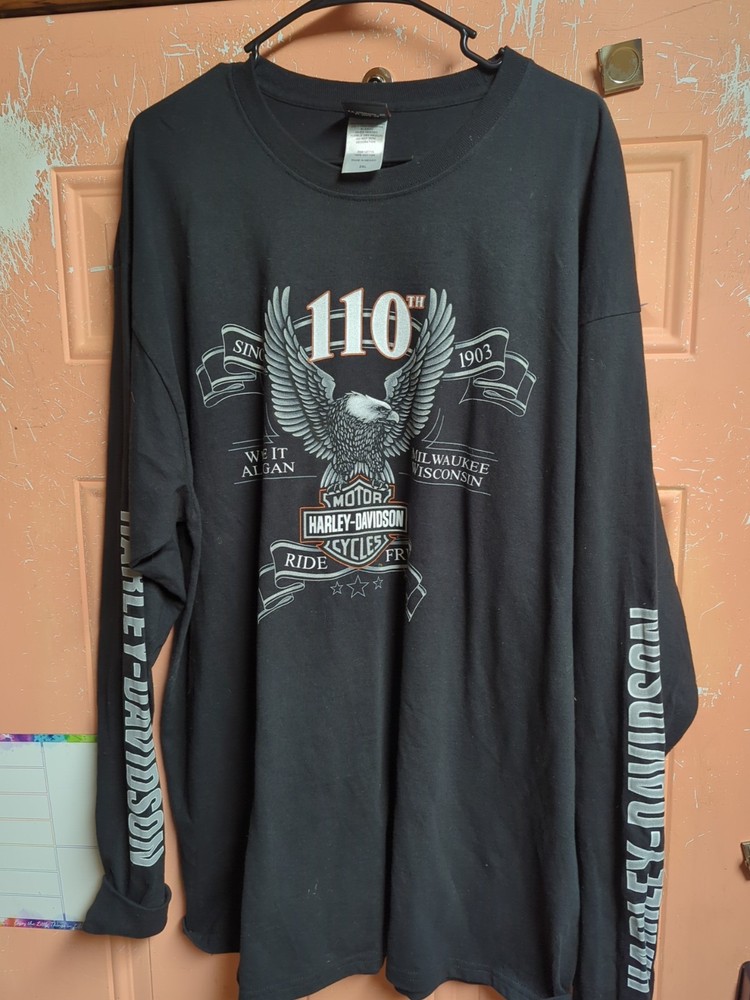 Harley Davidson Long Sleeve Shirt 110th Anniversary Men’s XXL LAUGERMANS YORK PA