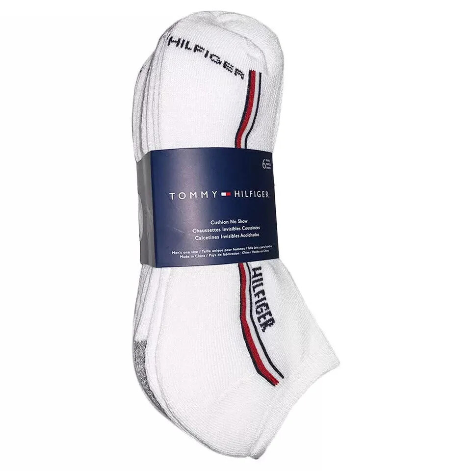NWT Tommy Hilfiger Men's 6-Pack White No-Show Socks Sizes 7-12