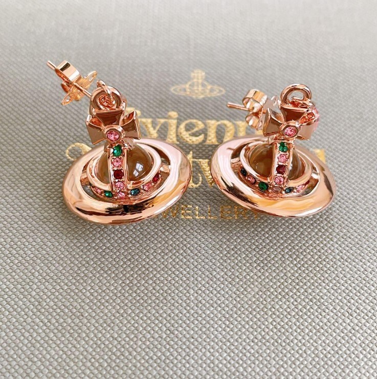 Vivienne Westwood Tiny Orb Earrings Pierce Pink Gold Clear No Box From Japan New
