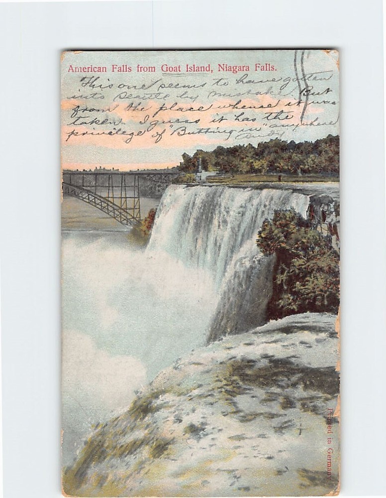 Postcard American Falls from Goat Island Niagara Falls New York USA