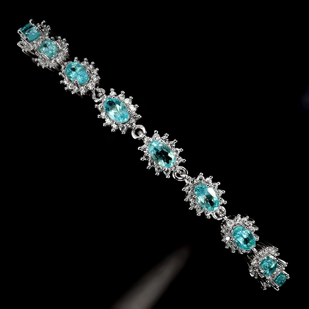 925 Sterling Silver Bracelet Oval Apatite 5x3mm Christmas Gemstone Jewelry 10inc