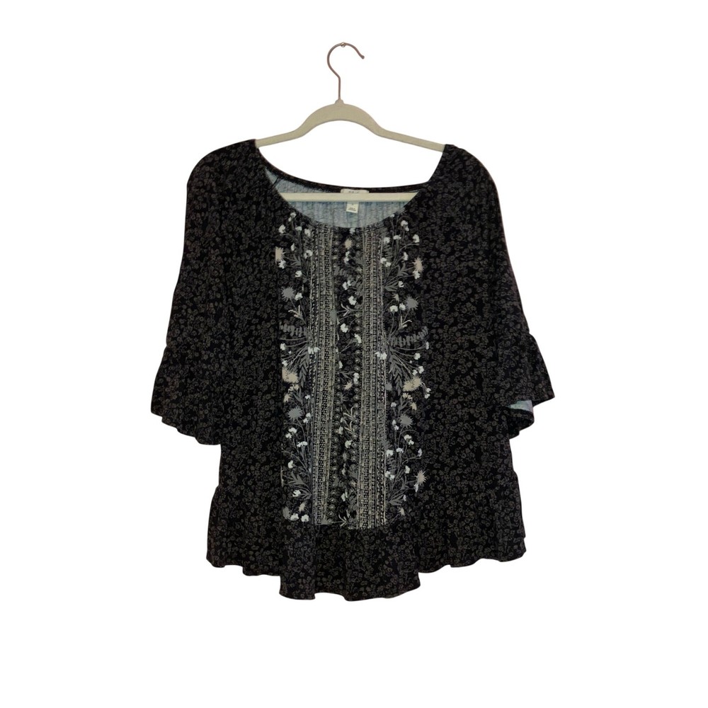 Style & Co Dainty Floral Boho Flowy Blouse Size Large