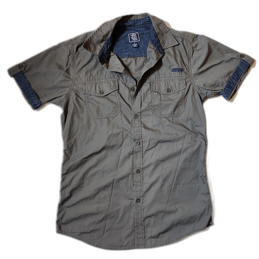 Black Jack Duo Men’s Small Short Sleeve Button Down – Dark Gray