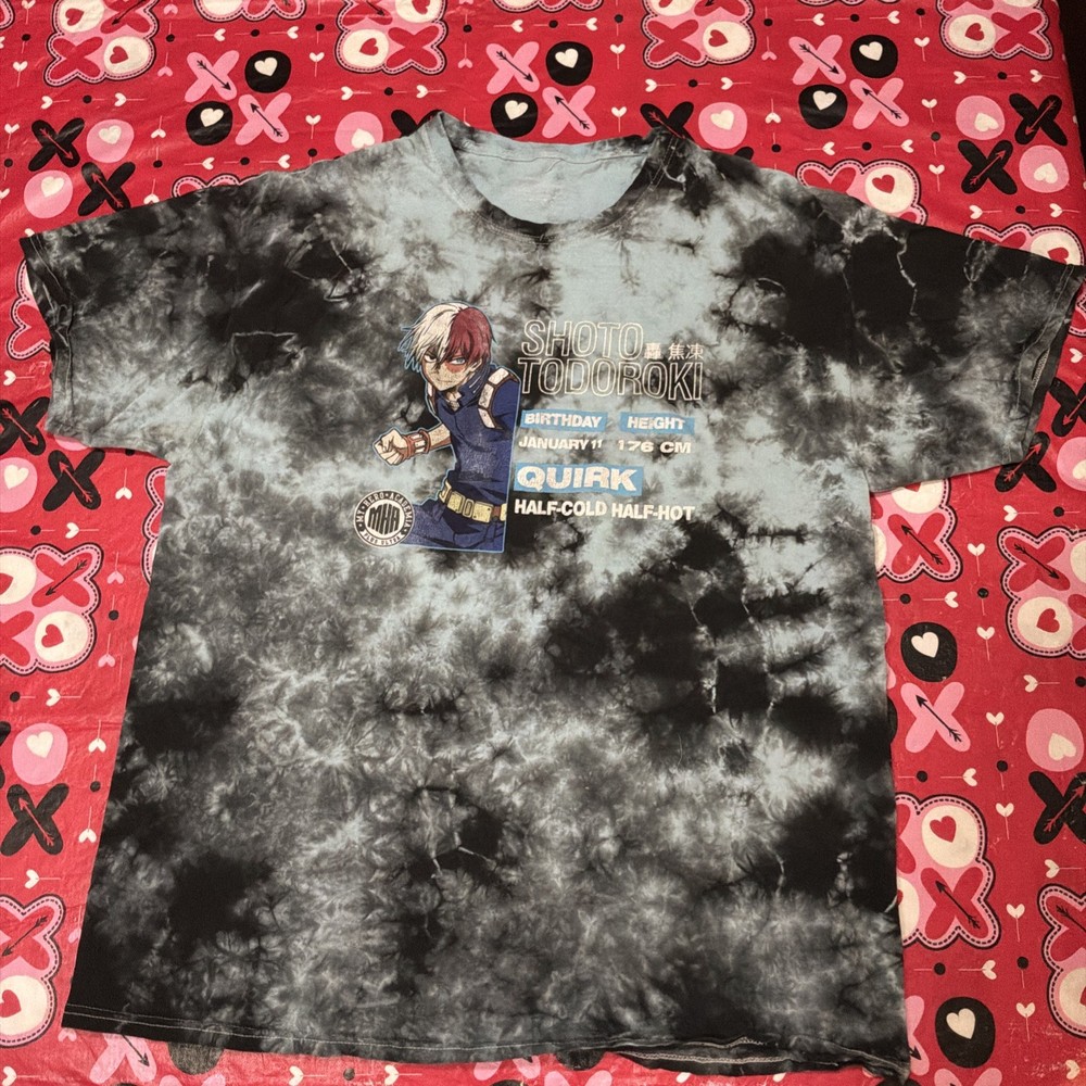 Shoto Todoroki My Hero Academia Japanese Anime Tie Dye T-Shirt X-Large Vintage