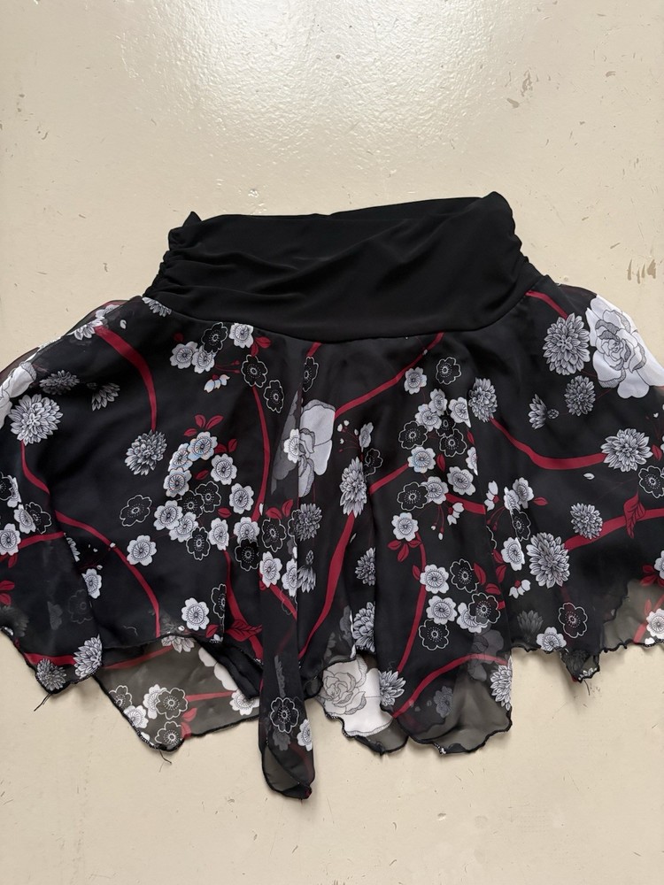 Y2K 90’s Star City Floral Handkerchief Hem Boho Mini Skirt with Stretch Hem S/M