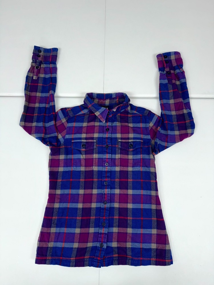 Patagonia Flannel Shirt Womens 2 Multicolor Plaid Organic Cotton Button Up