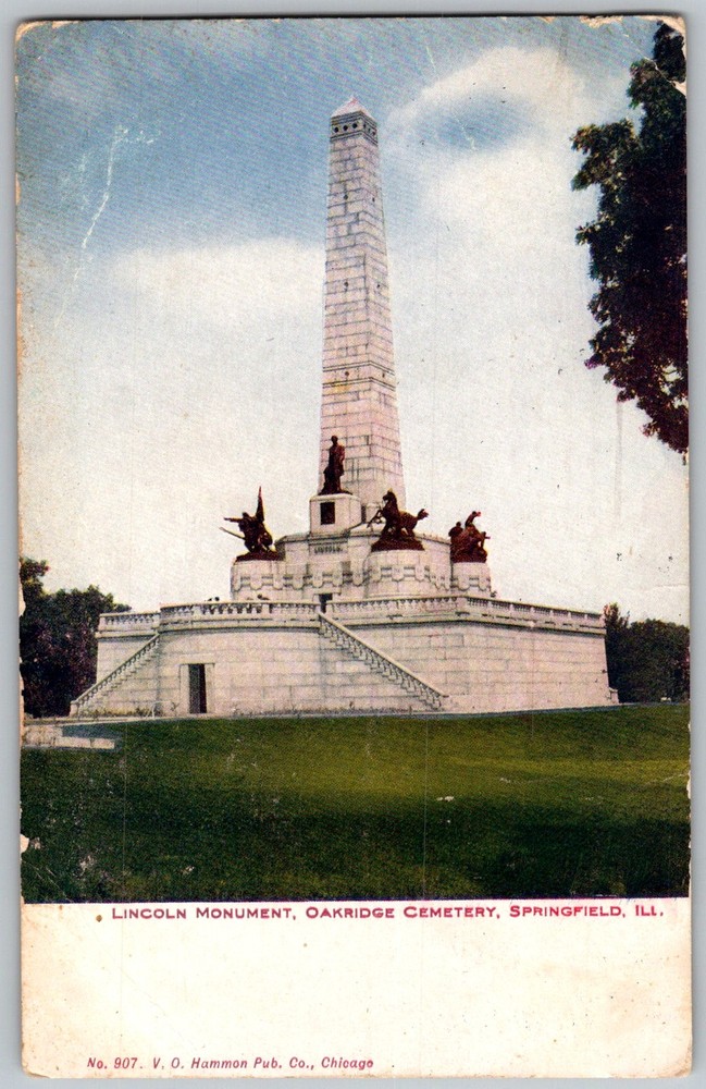 Antique Postcard Lincoln Monument Tomb Springfield, IL 1900s