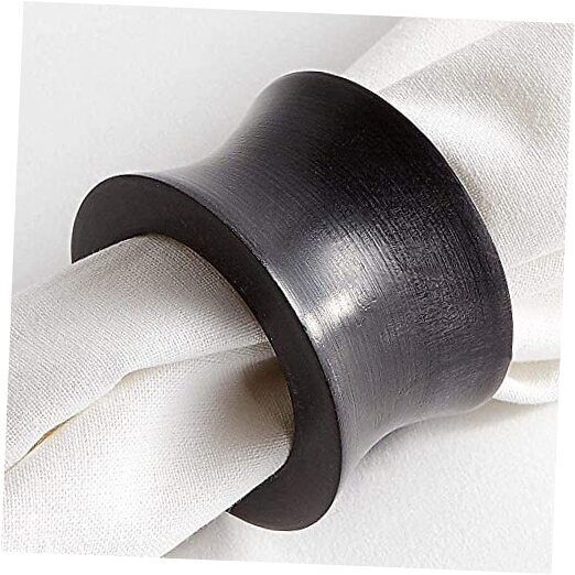 Rustic Napkin Rings Set of Wooden Napkin Holders for Dining Tableware, 12 Black