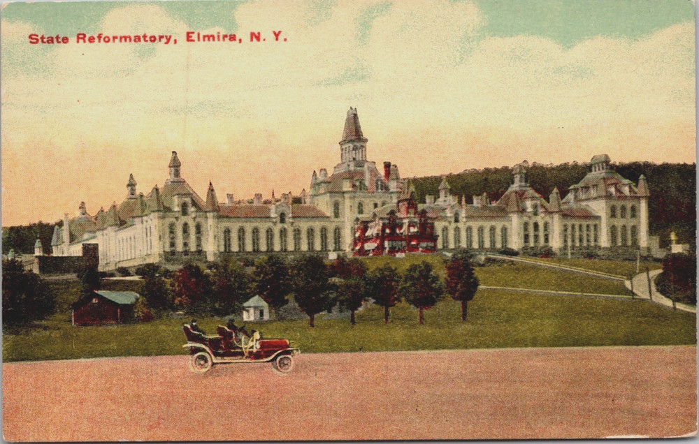 Vintage Automobile at State Reformatory Elmira NY Chemung County Postcard