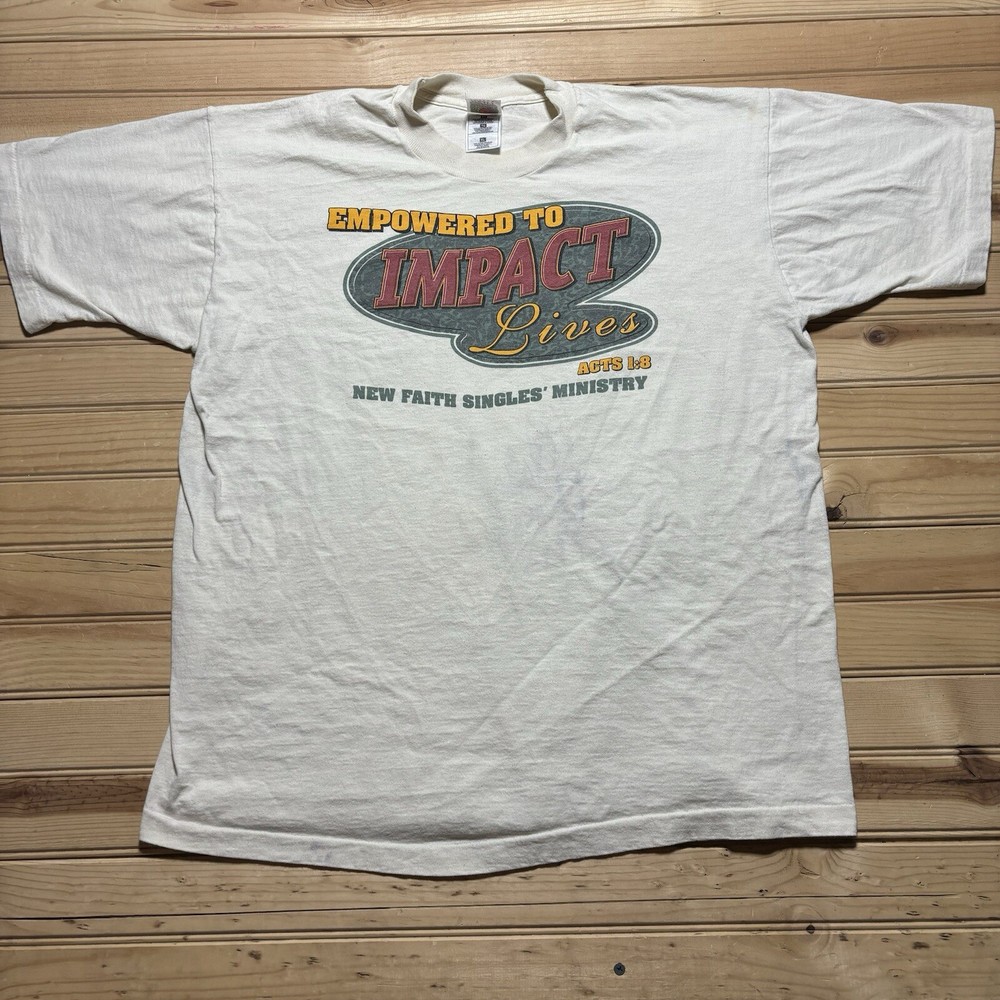 Vintage 90s Empowered To Impact Lives Acts 1:8 Jesus Christian Shirt Size XL