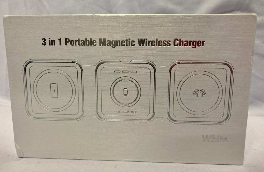 UCOMX 3 in 1 Nano Portable Magnetic Wireless Charger - White, NEW-SEALED!