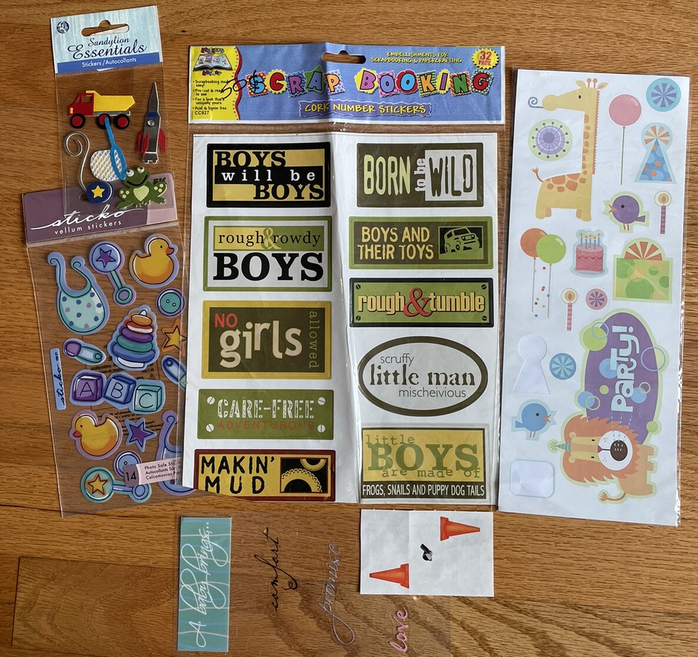 Baby Boy Birthday Child Scrapbooking Stickers Sandylion Stickopotomus Lot