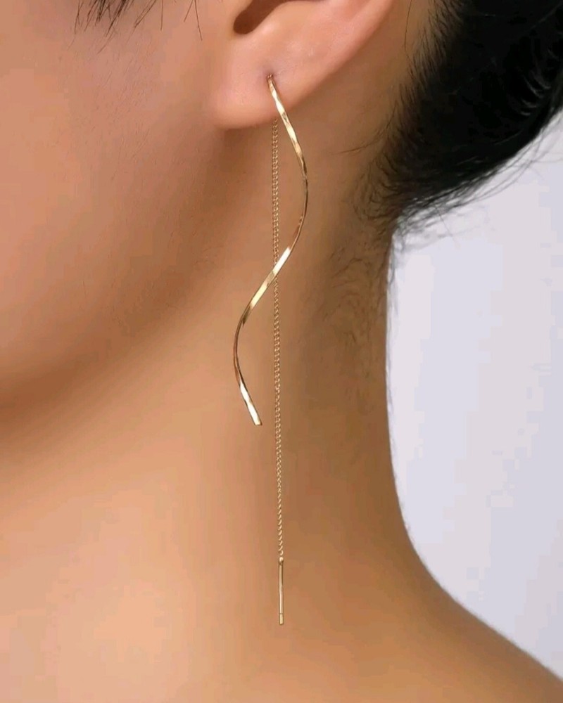 14k Yellow Gold Threader Earrings for Women Minimalist Birthday Gift