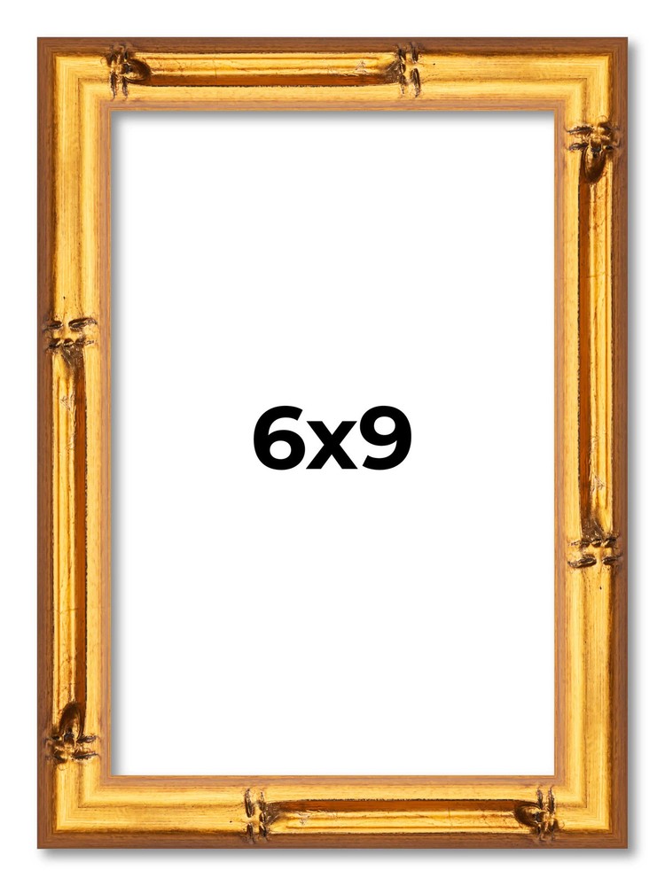6x9 Frame Gold Bamboo Picture Frame - Complete Modern Photo Frame Includes UV Ac-image