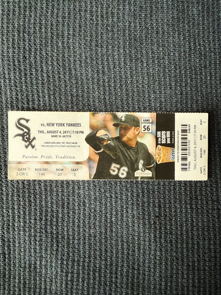 Chicago White Sox Vs NY Yankees Aug 4, 2011 Full Ticket Home Game