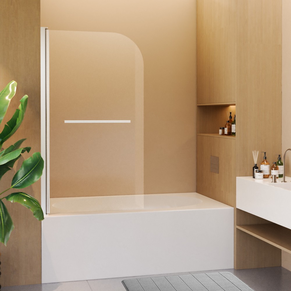 31''x55''Frameless Pivot Shower Door Panel for Bathtub, 1/4