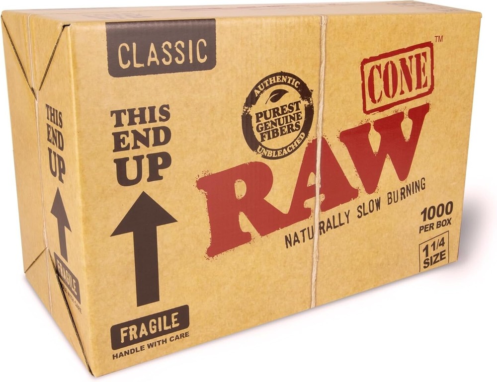 1000 RAW Natural 1 1/4 Vegan Rolling Paper Cones with Health Benefits