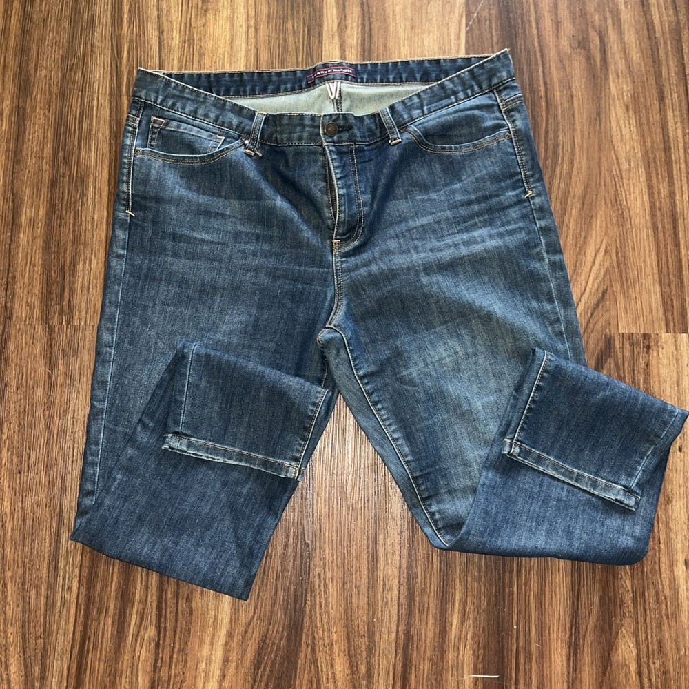 Tommy Hilfiger Womens Size 16 High Rise Skinny Jeans Dark Wash Denim