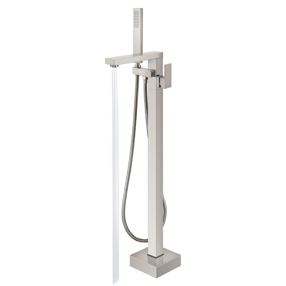 Freestanding Waterfall Bathtub Faucet Floor Mounted Tub Filler Mixer Hand Shower