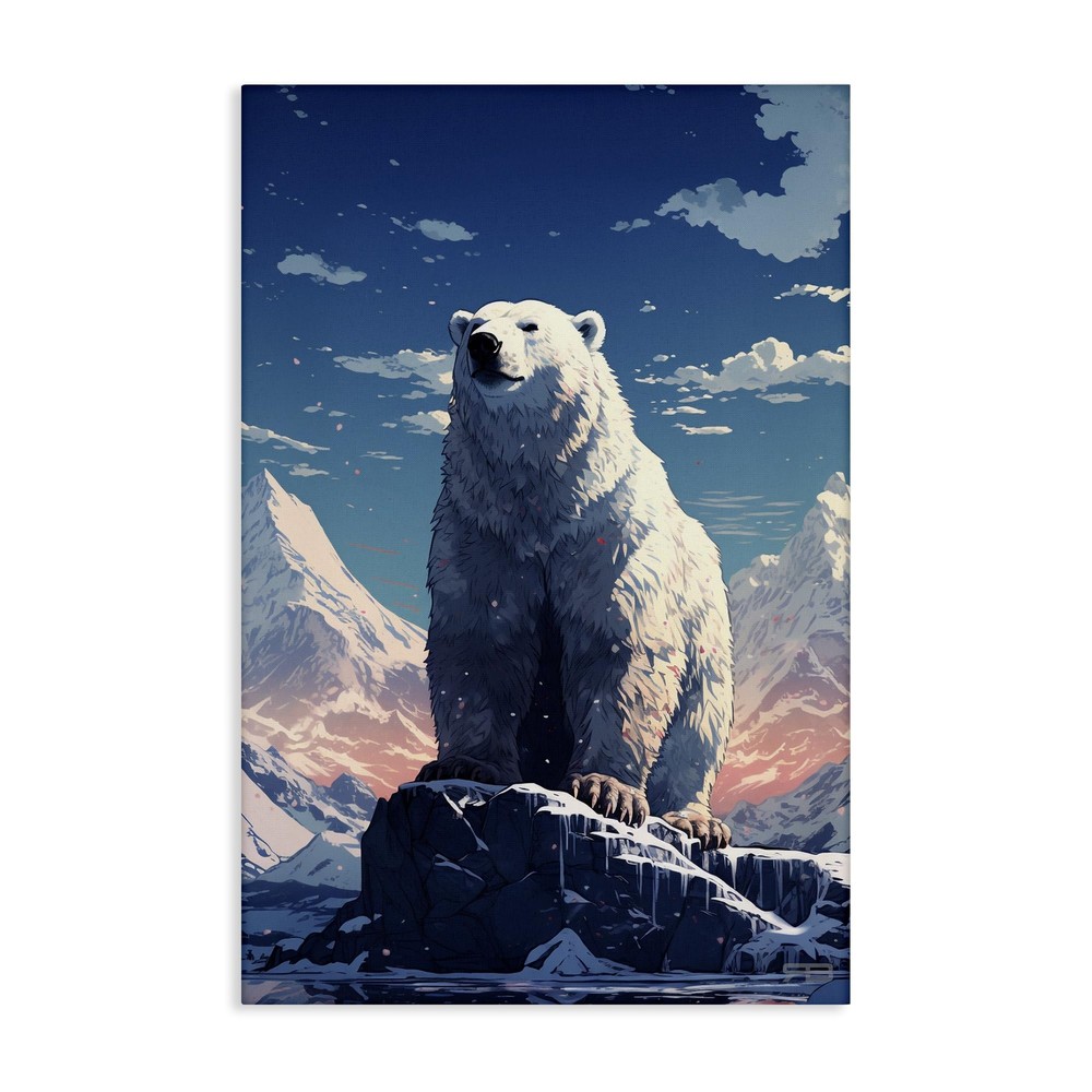 Snowy Polar Bear Canvas Wall Art Design by Roozbeh Bahramali