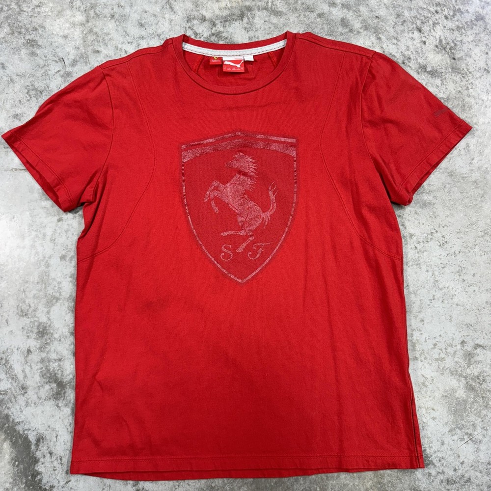 Puma Ferrari Shirt Mens Large Red Scuderia SF Prancing Horse Logo Tee Racing F1