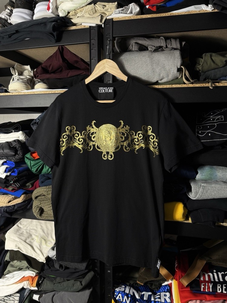 Versace Jeans Couture Gold Medusa Baroque T-Shirt L Black Logo Tee