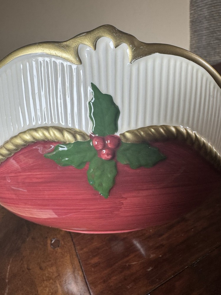 Fitz And Floyd Old Tyme Christmas Ceramic Bowl Holiday Home Decor 1989 Vintage