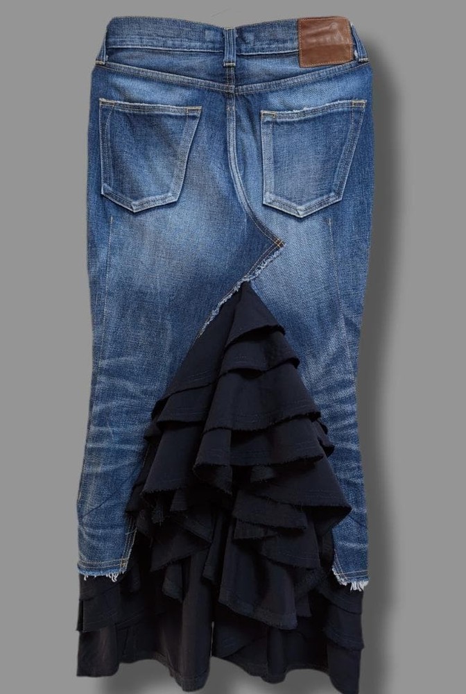 Unused Comme Des Garcons Junya Watanabe Reconstructed denim skirt Waist:29.4in