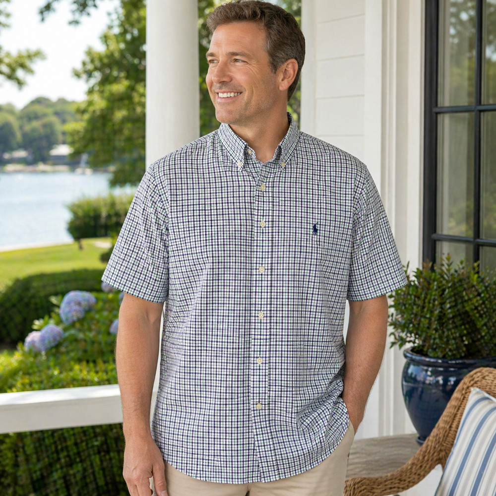 Polo Ralph Lauren Mens Button Down Shirt Sz XXL Plaid Short Sleeve Classic Fit