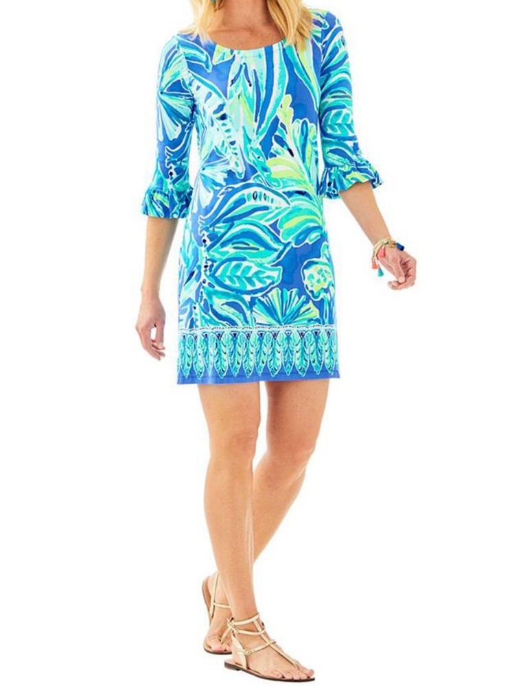 LILLY PULITZER UPF 50+ SOPHIE RUFFLE DRESS Size Small Career Vacation Preppy