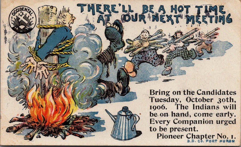 1906 Pioneer Chapter No. 1 Port Huron Meeting Humor Postcard