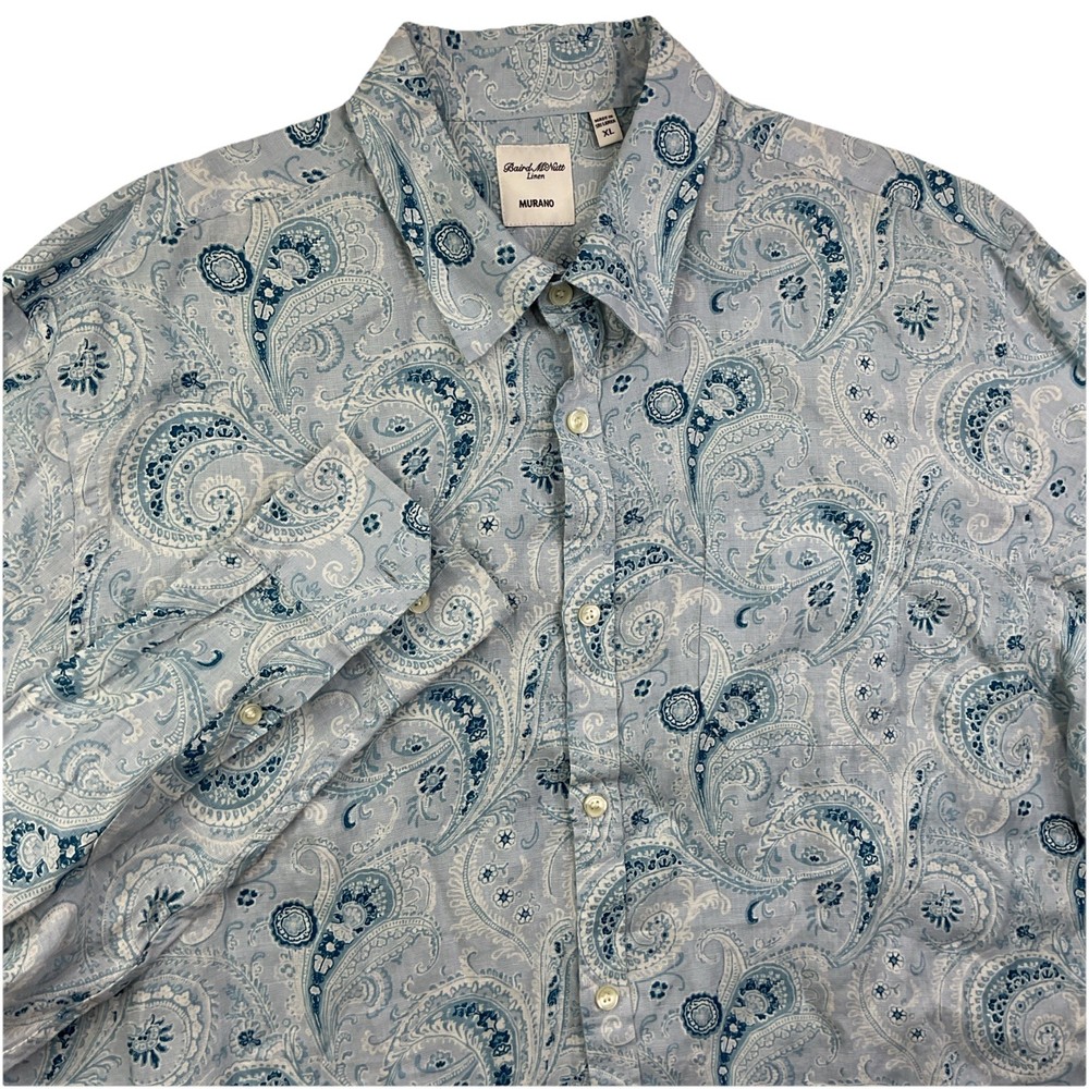Baird McNutt Murano Shirt Men Sz XL Paisley 100% Linen Long Sleeve Button Up