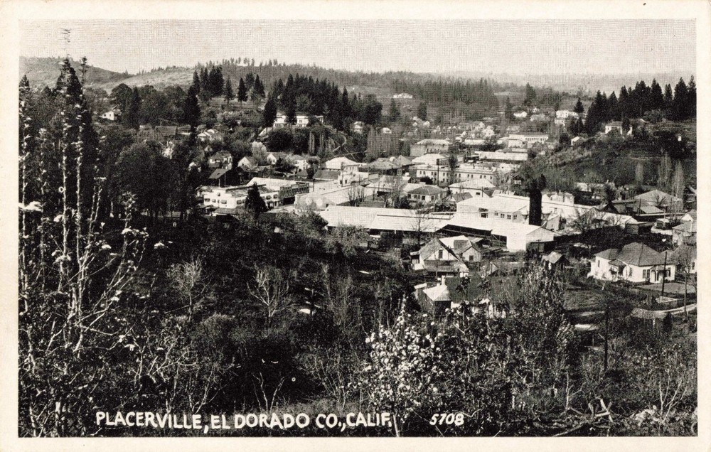 Birdseye View Placerville El Dorado County California c1920 Postcard
