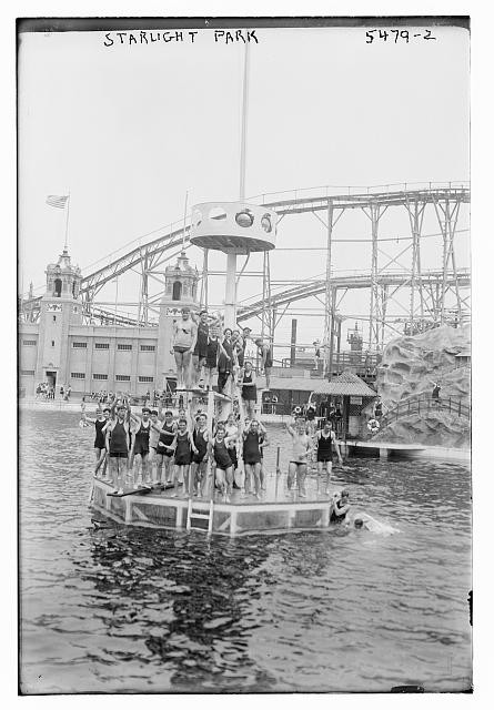 Photo:Starlight Park Amusement Park Swimming Pool Roller Coaster 1920s