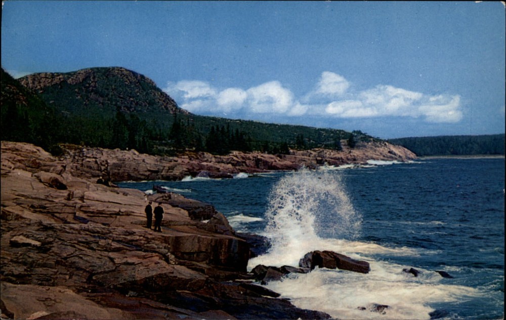 Maine Acadia National Park surf along Ocean Drive ~ postcard sku591-image