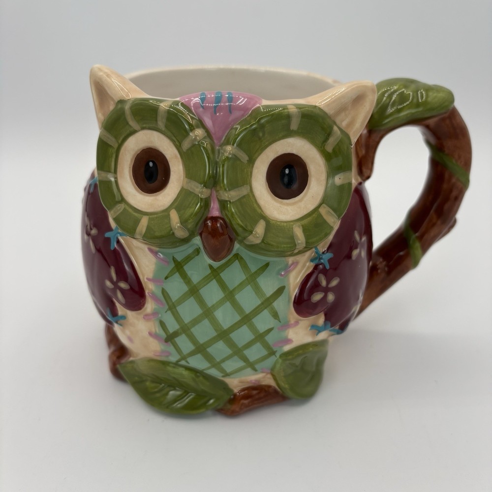 Pier 1 Imports Olli The Owl Mug Hand Painted 16 oz Coffee Tea Cocoa Cup W31