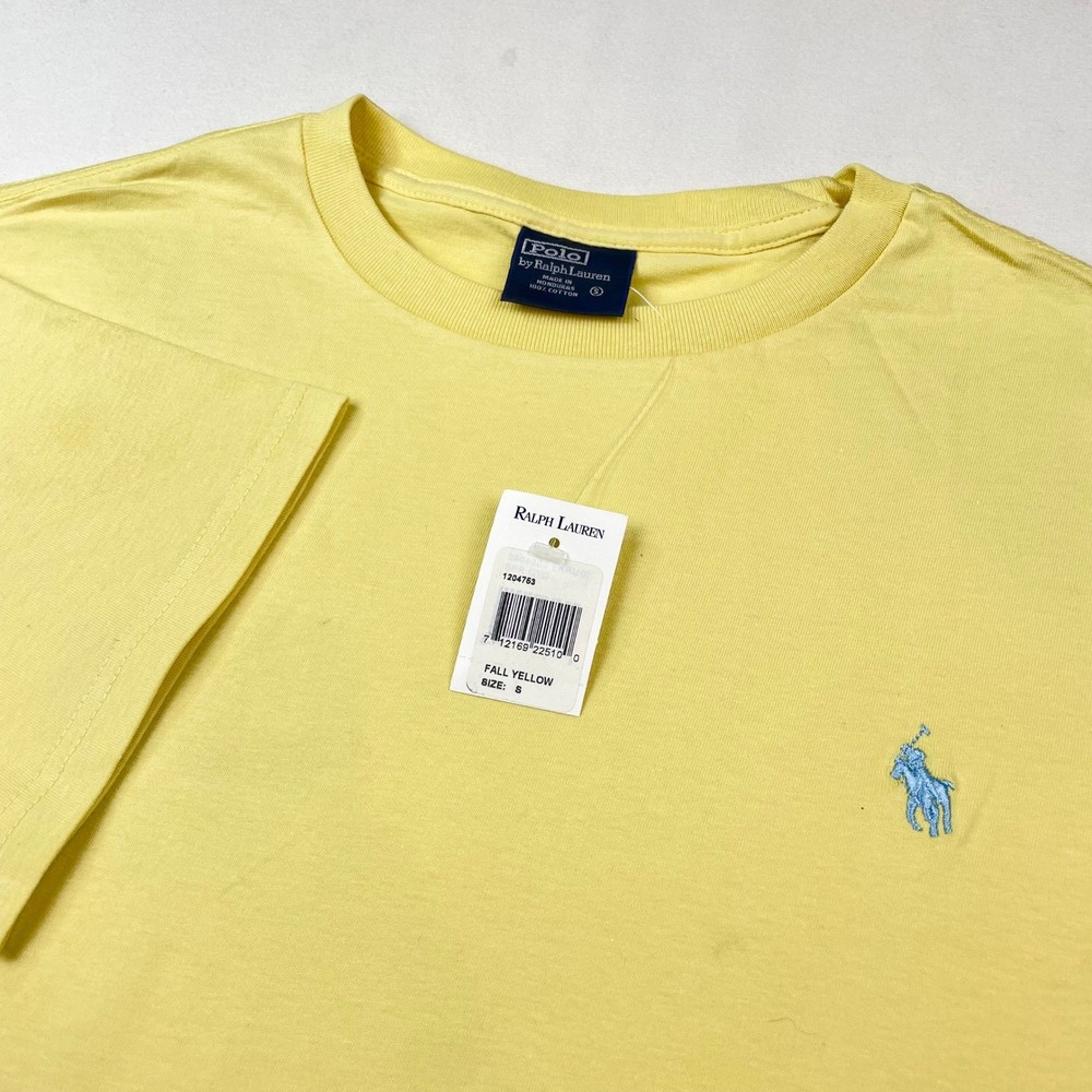 Polo Ralph Lauren Mens T-Shirt Fall Yellow Blue Pony Logo Cotton Tee Small NWT