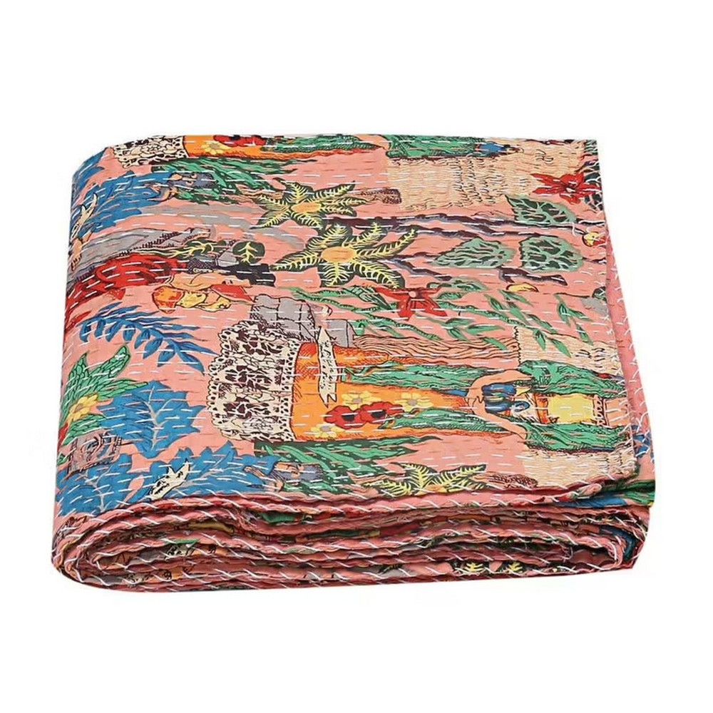 Indian Handmade Vintage Kantha Quilt Kantha Bedcover  Throw Bedding Home Decor