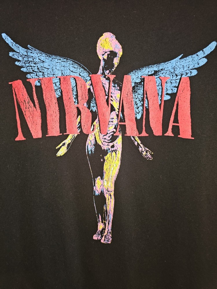 Nirvana In Utero Retro Large Mens Black Graphic Logo Short Sleeve Tshirt