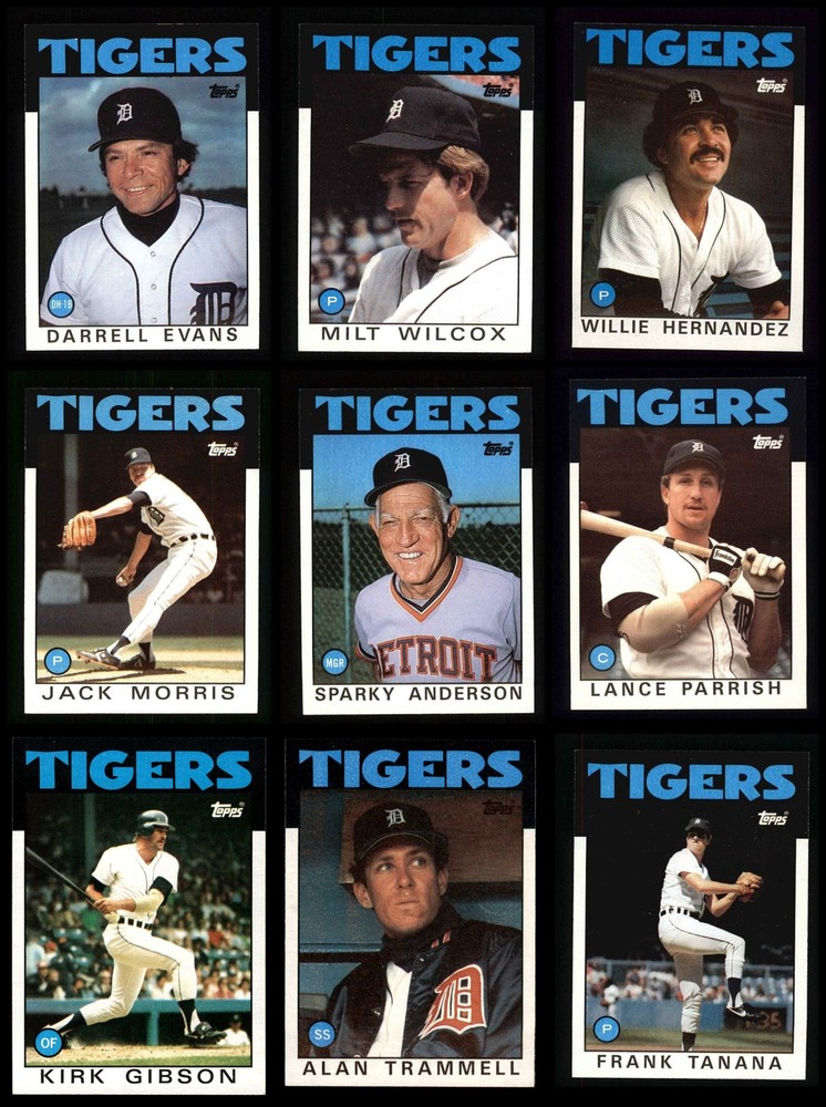 1986 Topps Tigers Almost Complete Team Set 8 - NM/MT 7242433 (28 / 29 cards)
