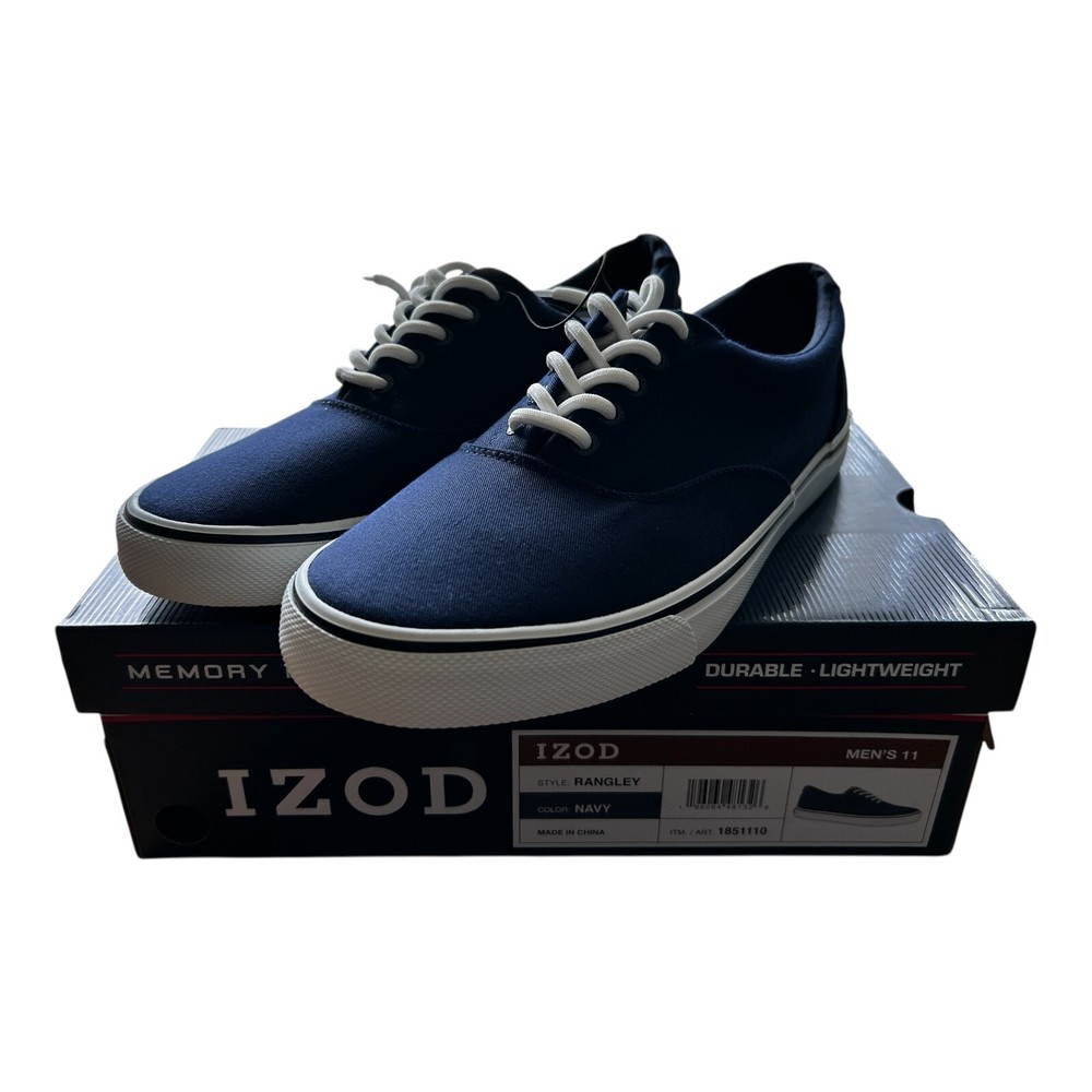 Izod Rangley Men's Lace Up Casual Canvas shoe Memory Foam Navy size 11