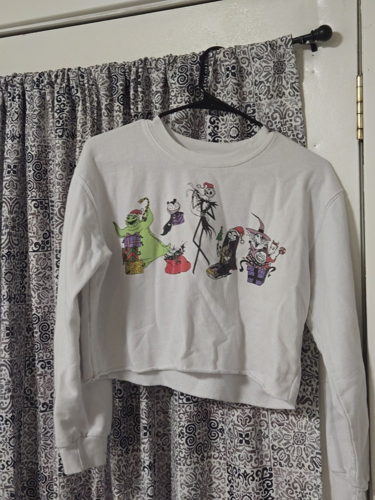 Disney The Nightmare Before Christmas White Pullover Sweatshirt Women Jack